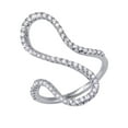 thumbnail image 1 of Rhodium Plated Sterling Silver 925 Freeform Clear CZ Ring Band White Jewelry Female Size 6, 1 of 4