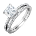 thumbnail image 1 of Rhodium Plated Sterling Silver 925 Nickel Free Square Bridal Ring White Cubic Zirconia Female Size 8, 1 of 4