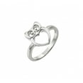 thumbnail image 1 of Rhodium Plated Sterling Silver 925 Open Heart Owl Ring Band Jewelry Female Male Unisex Size 5, 1 of 4