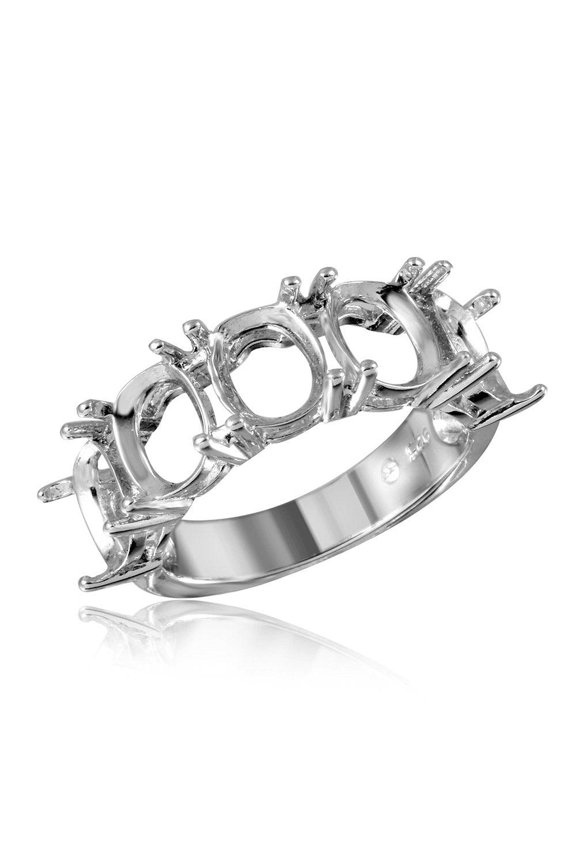 Rhodium Plated Sterling Silver 925 Open Shank 5 Mounting Ring Band Jewelry Female Male Unisex Size 5