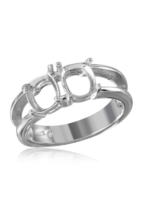 Rhodium Plated Sterling Silver 925 Open Shank Mounting Ring Band Jewelry Female Male Unisex Size 6