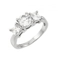 thumbnail image 1 of Rhodium Plated Sterling Silver 925 Past Present Future Clear Cubic Zirconia Ring White Female Size 9, 1 of 4