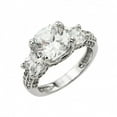 thumbnail image 1 of Rhodium Plated Sterling Silver 925 Past Present Future Square Ring White CZ Female Size 7, 1 of 4