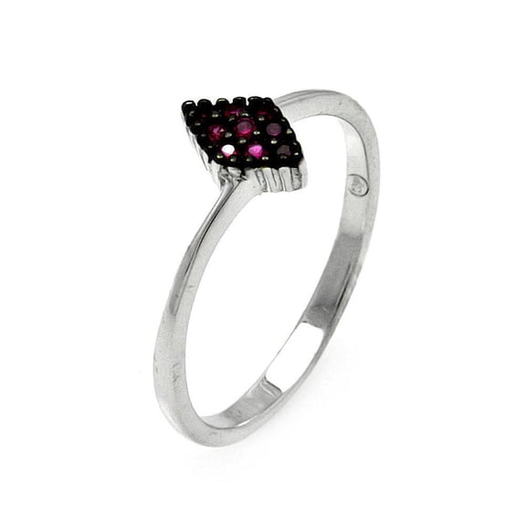 Rhodium Plated Sterling Silver 925 Small Red Marquis Ring Band Cubic Zirconia Jewelry Female Size 6