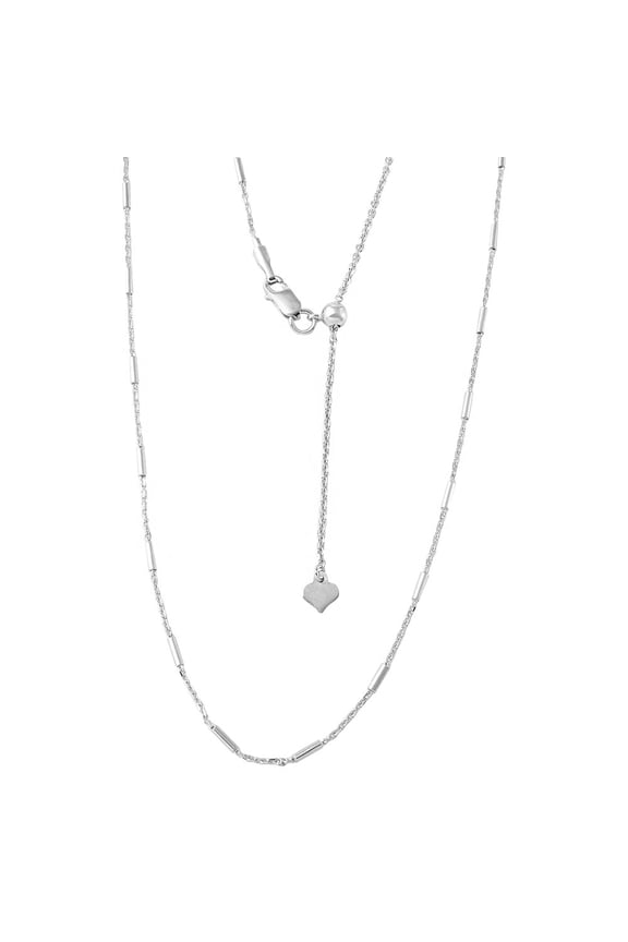 Rhodium Plated Sterling Silver Adjustable Bar Slider Chain