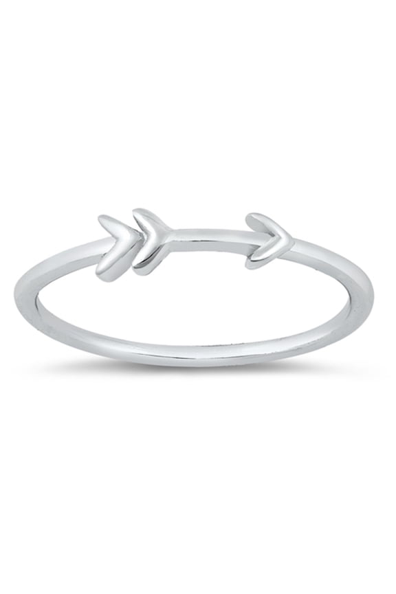 Rhodium Plated Sterling Silver Arrow Plain Ring Size 10