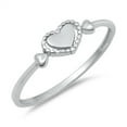 thumbnail image 1 of Rhodium Plated Sterling Silver Beaded Heart Ring Size 5, 1 of 2