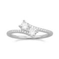 thumbnail image 1 of Rhodium Plated Sterling Silver Criss Cross 'X' Ring with Blue CZs, 1 of 3