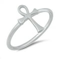 thumbnail image 1 of Rhodium Plated Sterling Silver Cross Plain Band Ring Size 9, 1 of 3
