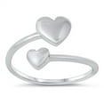 thumbnail image 1 of Rhodium Plated Sterling Silver Double Heart Adjustable Ring Size 7, 1 of 3