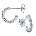 thumbnail image 1 of Rhodium Plated Sterling Silver Hoop Earrings with Prong Set CZ & Push Back Backing- JAVA01173RHER, 1 of 3