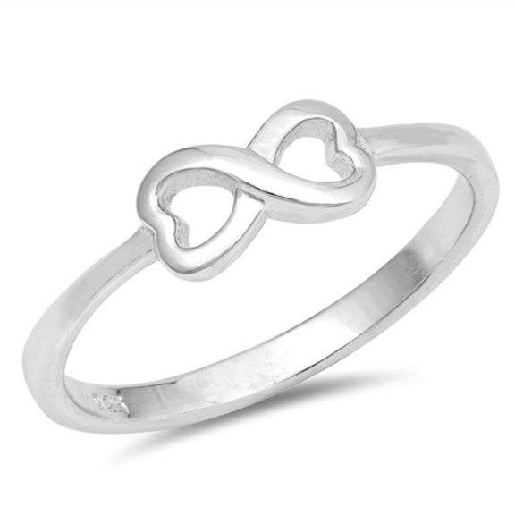 Rhodium Plated Sterling Silver Infinity Symbol Petite Ring