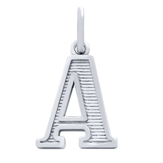 Rhodium Plated Sterling Silver Initial "H" Charm