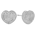 thumbnail image 1 of Rhodium Plated Sterling Silver Pave CZ 3D Heart Earrings, 1 of 5