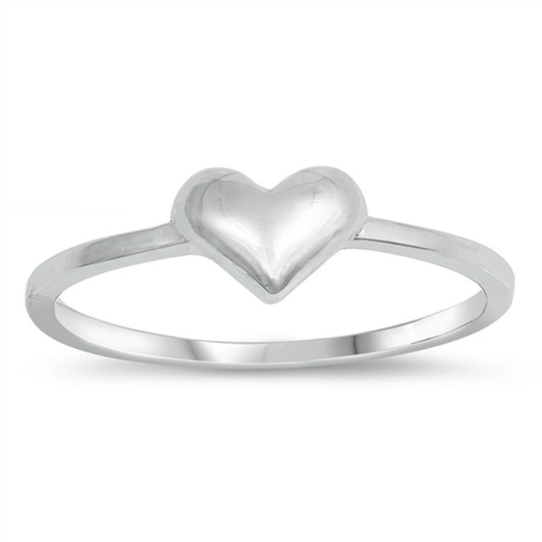 Love Heart Ring Adjustable from sizes 3 to 6 Rhodium on Sterling Silver - Nontarnish Love Heart Ring Adjustable from sizes 3 to 6 Rhodium on Sterling Silver - Nontarnish
