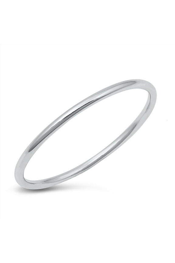 Rhodium Plated Sterling Silver Plain Stackable Eternity Ring Size 10