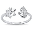 thumbnail image 1 of Rhodium Plated Sterling Silver Snowman Snowflakes Ring Size 9, 1 of 3