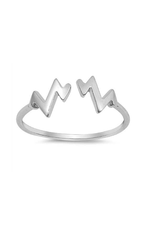 Rhodium Plated Sterling Silver Split Zig Zag Ring