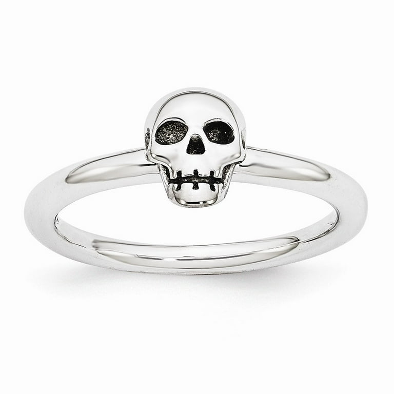 Sterling Silver Stackable Expressions Antiqued Skull Ring Sterling Silver Stackable Expressions Antiqued Skull Ring