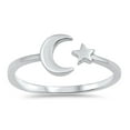 thumbnail image 1 of Rhodium Plated Sterling Silver Star And Moon Ring, 1 of 3