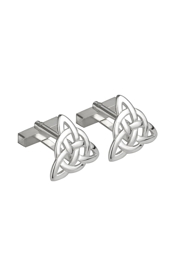 Rhodium Plated Trinity Knot Cufflinks