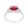 thumbnail image 1 of Rhodium Plated Triplet Engagement Ring with Garnet Red and Clear Cubic Zirconia in a Prong Setting Size 7, 1 of 4