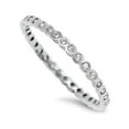 thumbnail image 1 of Rhodium Rounded Stackable Eternity Cubic Zirconia Ring Sterling Silver 925, 1 of 2