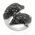 thumbnail image 1 of Rhodium & Ruthenium 925 Sterling Silver Ring with Synthetic Glass, Emerald - Size 7, 1 of 1