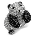 thumbnail image 1 of Rhodium & Ruthenium Brass Ring with Synthetic Glass, Jet - Size 8, 1 of 1