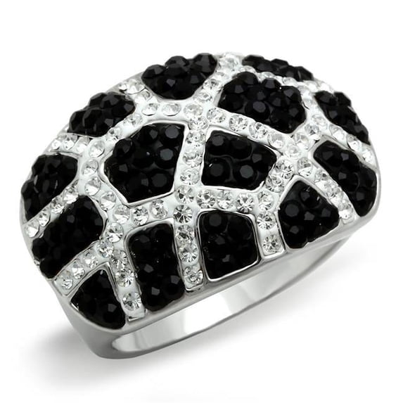 Rhodium & Ruthenium Brass Ring with Top Grade Crystal, Multi Color - Size 8