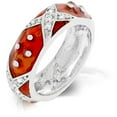 thumbnail image 1 of Rhodium and Ruby Red Hand Applied Enamel Set Over a Fine Jewelers Metal- Handset Clear CZs, 1 of 1
