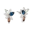 thumbnail image 1 of Rhodium-plated .925 Sterling lab-created Sapphire, Smoky Quartz and Tourmaline Earrings, 1 of 1