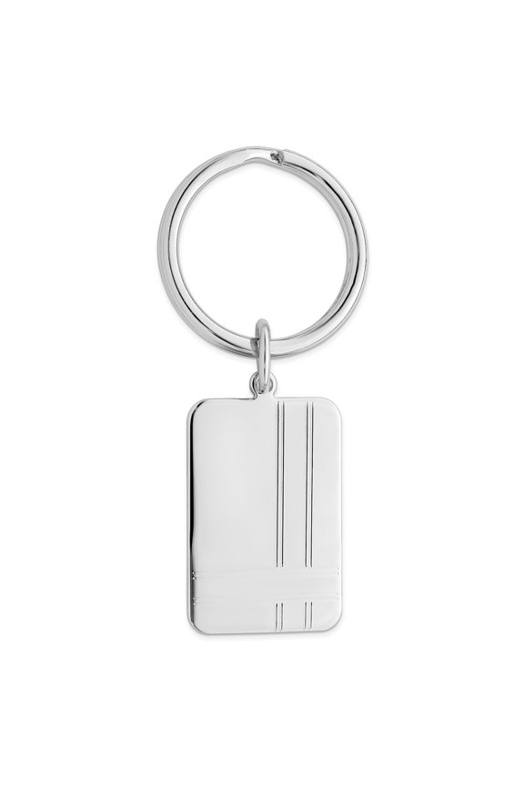 Rhodium-plated Kelly Waters Criss Cross Pattern Engraveable Key Ring