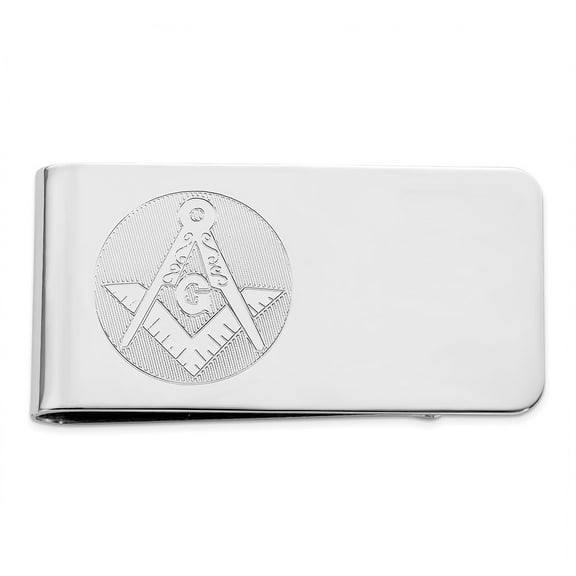 Rhodium-plated Kelly Waters Masonic Money Clip Q-GL8744