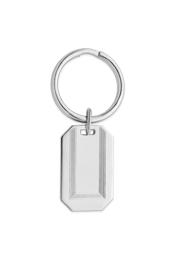 Rhodium-plated Kelly Waters Polished with Engraveable Area Key Ring QGP3822