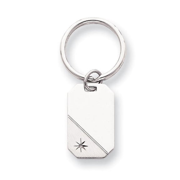 Rhodium-plated Kelly Waters Star Cut .001ct. Diamond Key Ring GL8689