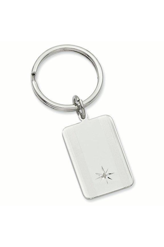 Rhodium-plated Kelly Waters Star Cut .001ct. Diamond Key Ring GL8716