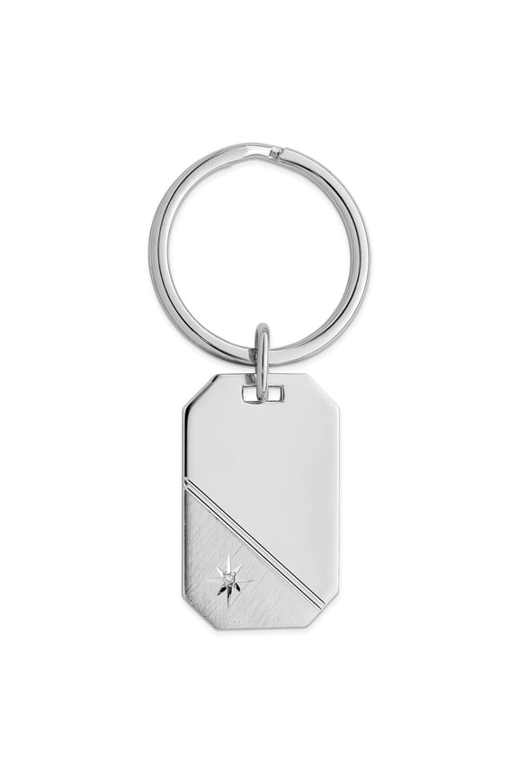 Rhodium-plated Kelly Waters Star Cut .001ct. Diamond Key Ring QGL8689