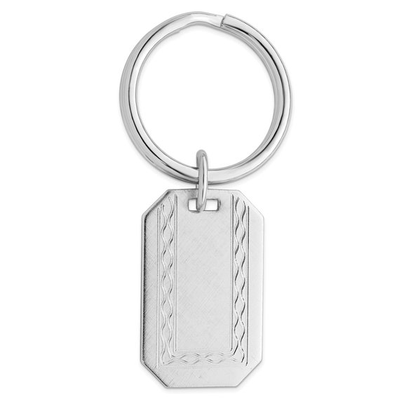 Rhodium-plated Kelly Waters with Engraveable Area Florentine Key Ring QGP3793