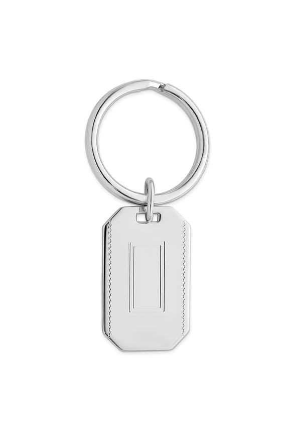 Rhodium-plated Kelly Waters with Engraveable Area Key Ring QGP3813