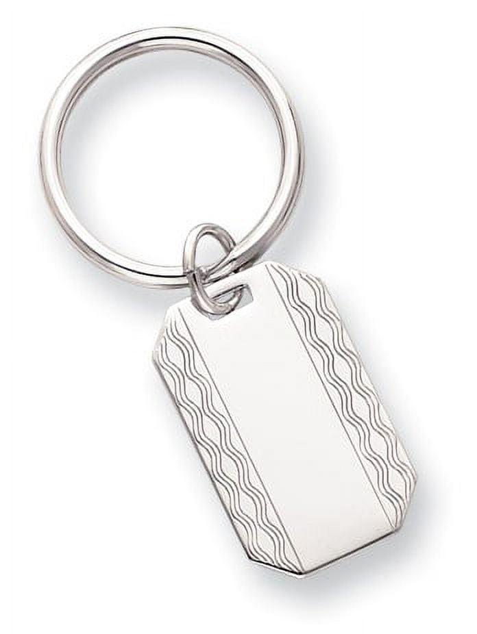 Rhodium-plated Patterned Edge Key Ring Size