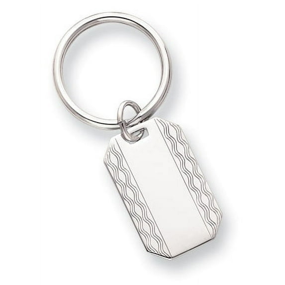 Rhodium-plated Patterned Edge Key Ring Size