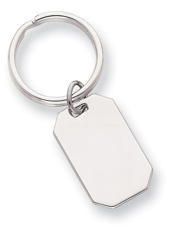 Rhodium-plated Polished Rectangle Key Ring Size