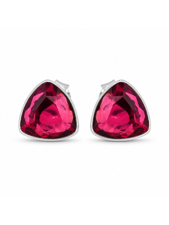 Rhodium plated medium Hydro Garnet stones Triangle shape
