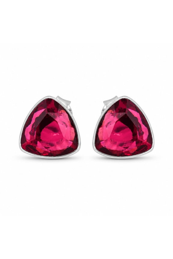 Rhodium plated medium Hydro Garnet stones Triangle shape