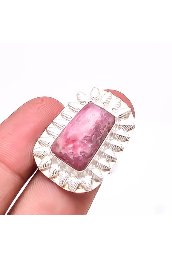 Rhodochrosite - Argentina Designer Handmade 925 Sterling Silver Ring S.8 R3