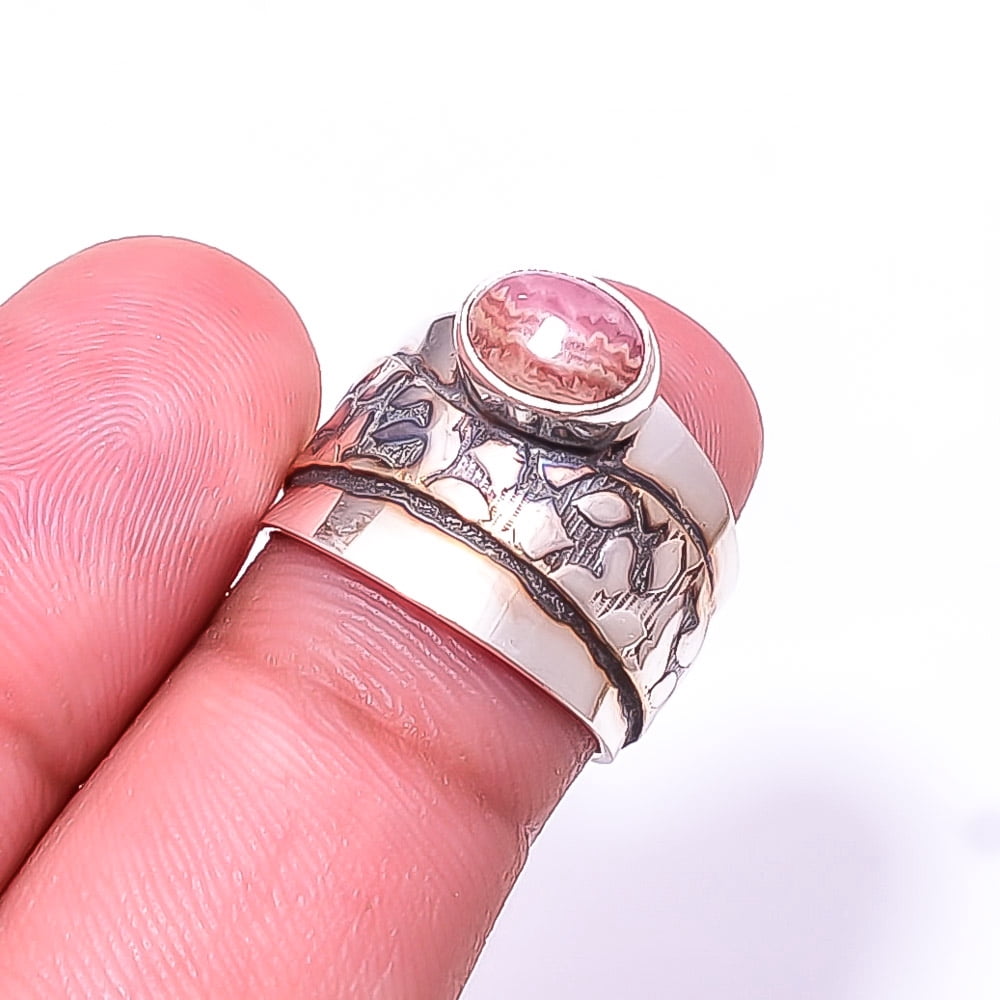 Pendentif En Rhodochrosite Rose Et Argent 925 Sterling - Fait Main, Longueur 2,75 Pouces
