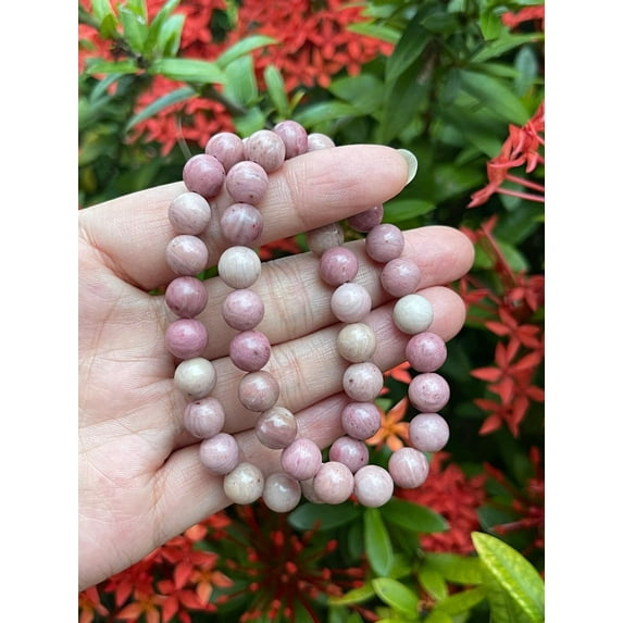 Rhodochrosite Crystal Bead Bracelet 8mm, Genuine Rhodochrosite Stretch Gemstone Bracelet, Healing Crystal Bracelet Bead Bracelet, Gift for Men & Women