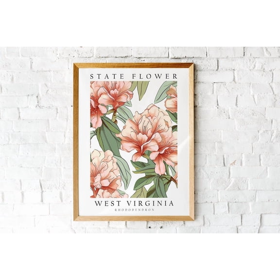 Rhododendron West Virginia State Flower Print Wall Décor