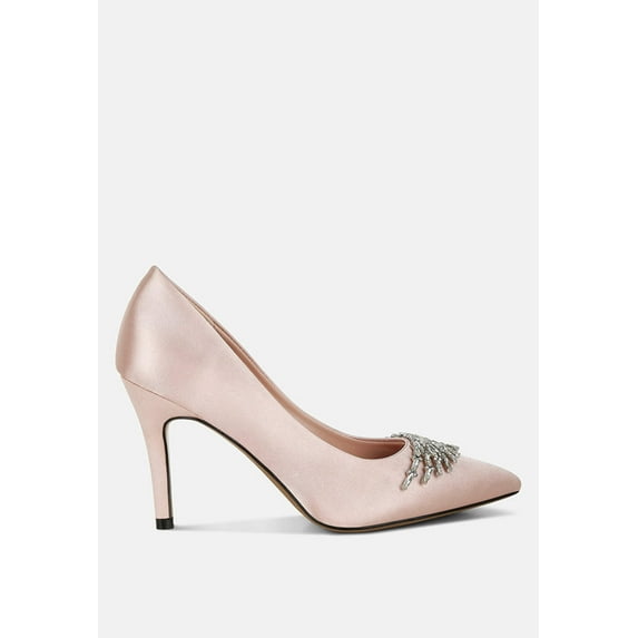 Rhodolia Diamante Brooch Detail Satin Pumps